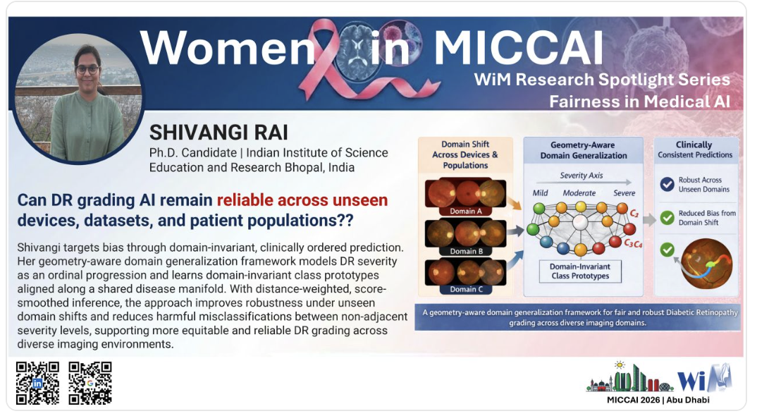 Women in MICCAI research spotlight featuring Shivangi Rai's work on fairness in medical AI